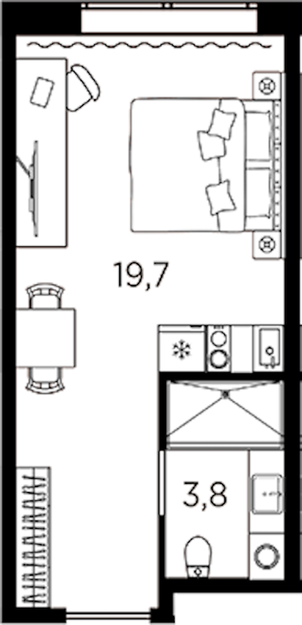 Квартира студия 23.5 м², 2/13 эт., ЖК «AVENIR Industrial»